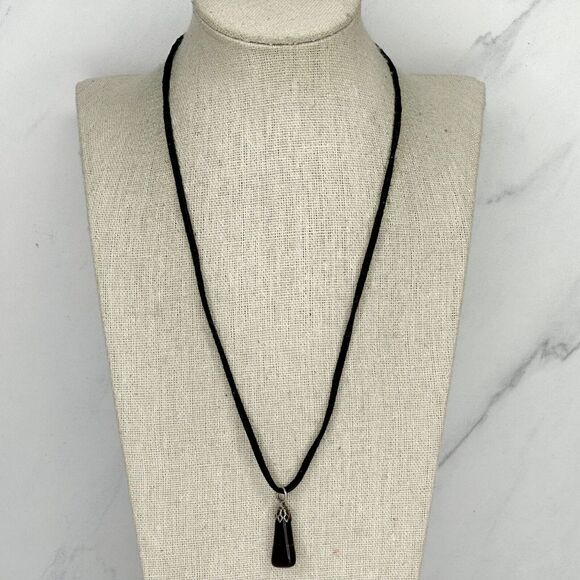 Striped Pendant on Black Cord Necklace - Picture 1 of 12